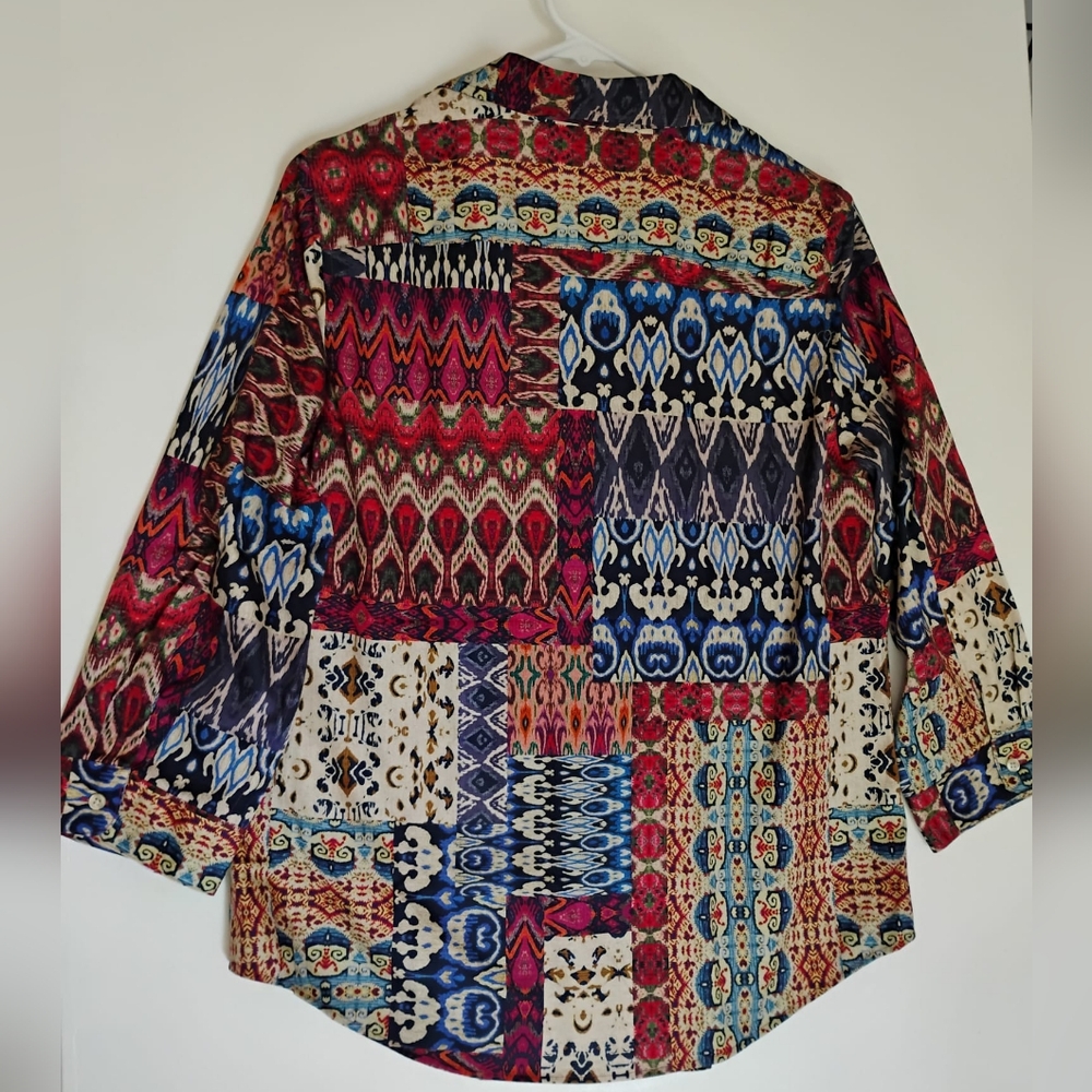 Coldwater Creek Colorful Patchwork Button-Up Shir… - image 6